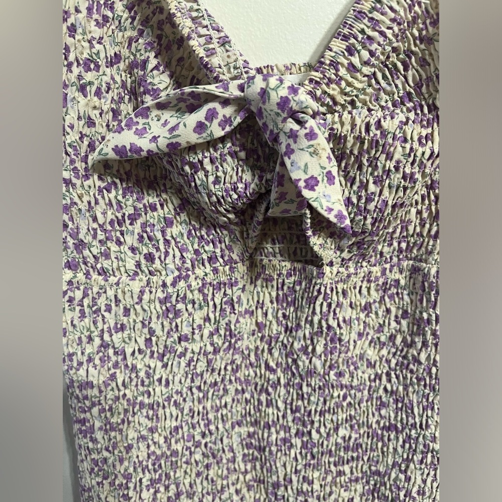 Timing Arielle Smock Floral Purple Mini Dress - Picture 6 of 8